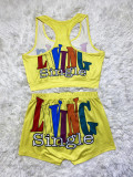 Sexy Printed Tank Tops And Shorts 2 Piece Sets SHD-9432