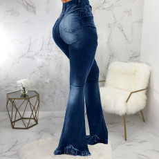 Plus Size Denim Ripped Hole Skinny Flared Jeans HSF-2318