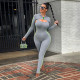 Sleeveless Jumpsuits+Hooded Crop Top 2 Piece Sets GLF-8028
