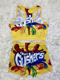 Sexy Printed Tank Tops And Shorts 2 Piece Sets SHD-9432