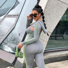 Sleeveless Jumpsuits+Hooded Crop Top 2 Piece Sets GLF-8028