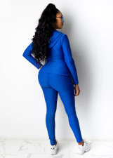 Solid Hooded Zipper Long Sleeves 2 Piece Pants Set XMY-9261