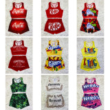 Sexy Printed Tank Tops And Shorts 2 Piece Sets SHD-9432