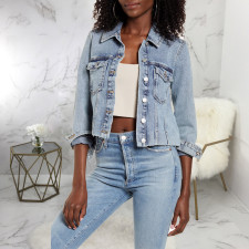 Casual Long Sleeve Buttons Denim Coat SMR-9729