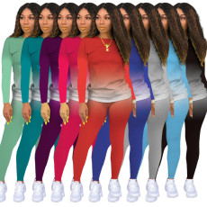 Gradient Long Sleeves Two Piece Pants Sets SMR-9735