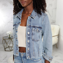 Casual Long Sleeve Buttons Denim Coat SMR-9729