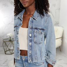 Casual Long Sleeve Buttons Denim Coat SMR-9729