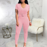 Solid T Shirt And Pants Two Piece Sets SMR-9690