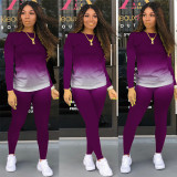 Gradient Long Sleeves Two Piece Pants Sets SMR-9735