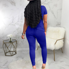 Solid T Shirt And Pants Two Piece Sets SMR-9690