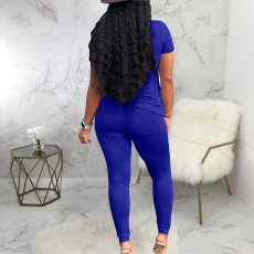 Solid T Shirt And Pants Two Piece Sets SMR-9690
