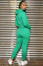 Solid Long Sleeve Hoodies Two Piece Sets IV-8131