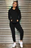 Solid Long Sleeve Hoodies Two Piece Sets IV-8131