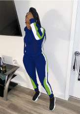 Casual Patchwork Hooded Two Piece Pants Set DMF-8106