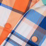Colorful Plaid Print Notched Neck Long Coat GLF-8031