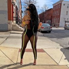 Plus Size Sexy Mesh See Through Jumpsuits With Panties DMF-8043