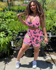 Sexy Butterfly Printed Crop Top and Shorts Two Piece Set DMF-8132