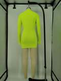 Solid Long Sleeve Sexy Zipper Bodycon Dress XMY-9257