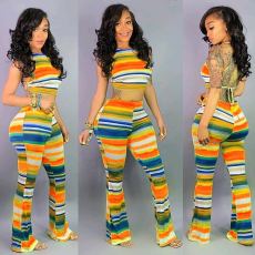 Sexy Striped Cami Top And Pants Two Piece Sets DMF-8063