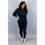Fashion Simple Sports Solid Color Long Sleeve Top And Pants Two Piece Set LSD-8631-1