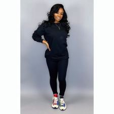 Fashion Simple Sports Solid Color Long Sleeve Top And Pants Two Piece Set LSD-8631-1