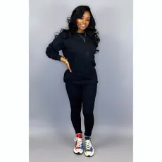 Fashion Simple Sports Solid Color Long Sleeve Top And Pants Two Piece Set LSD-8631-1