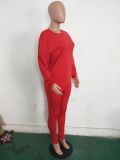 Fashion Simple Sports Solid Color Long Sleeve Top And Pants Two Piece Set LSD-8631-1