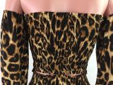Plus Size Leopard Slash Neck 2 Piece Pants Set LX-8005