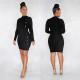 Solid Color Sexy Slim Single Breasted Long Sleeve Mini Dress LSL-6320-1