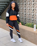 Casual Patchwork Tracksuit Two Piece Sets LM-8189