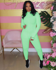 Plus Size Simple Ribbed Embroidery Letter Print Sporty Long Sleeve Fitness Jumpsuit LUO-3062-2