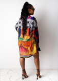 Casual Printed Long Blouse+Shorts Two Piece Sets SHD-9435