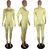 Plus Size Simple Ribbed Embroidery Letter Print Sporty Long Sleeve Fitness Jumpsuit LUO-3062-2