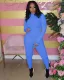 Plus Size Simple Ribbed Embroidery Letter Print Sporty Long Sleeve Fitness Jumpsuit LUO-3062-2