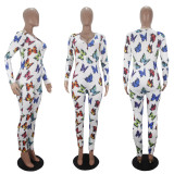 Casual Printed V Neck Long Sleeve Jumpsuits SHD-9431