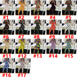 Casual Printed V Neck Long Sleeve Jumpsuits SHD-9431