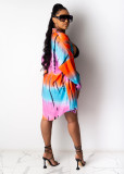 Casual Printed Long Blouse+Shorts Two Piece Sets SHD-9435