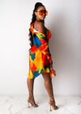 Casual Printed Long Blouse+Shorts Two Piece Sets SHD-9435
