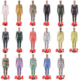 Casual Printed V Neck Long Sleeve Jumpsuits SHD-9431