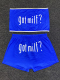 Sexy Printed Tube Tops And Shorts Two Piece Sets SHD-9438