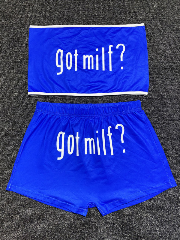 Sexy Printed Tube Tops And Shorts Two Piece Sets SHD-9438