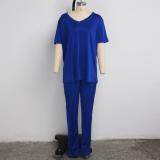 Solid T Shirt And Pants Two Piece Sets SMR-9690