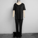Solid T Shirt And Pants Two Piece Sets SMR-9690