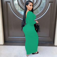 Sexy Ribbed Long Sleeve Bodycon Maxi Dress GLF-8033
