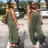 Plus Size Sexy Loose Bow Straps Pockets Jumpsuit OD-8169
