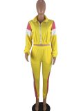 Casual Patchwork Tracksuit Two Piece Sets LM-8127