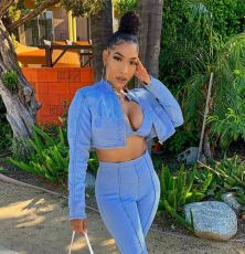 Trendy Long Sleeve Zipper Denim Coat Without Bra LM-8182