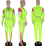 Casual Patchwork Tracksuit Two Piece Sets LM-8127