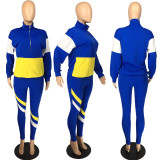 Casual Patchwork Tracksuit Two Piece Sets LM-8189