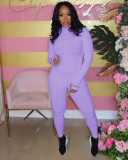 Plus Size Ribbed Embroidery Letter Jumpsuit LUO-3062-1